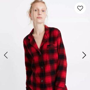 Madewell Flannel Bedtime Pajama Top in Buffalo Plaid Red